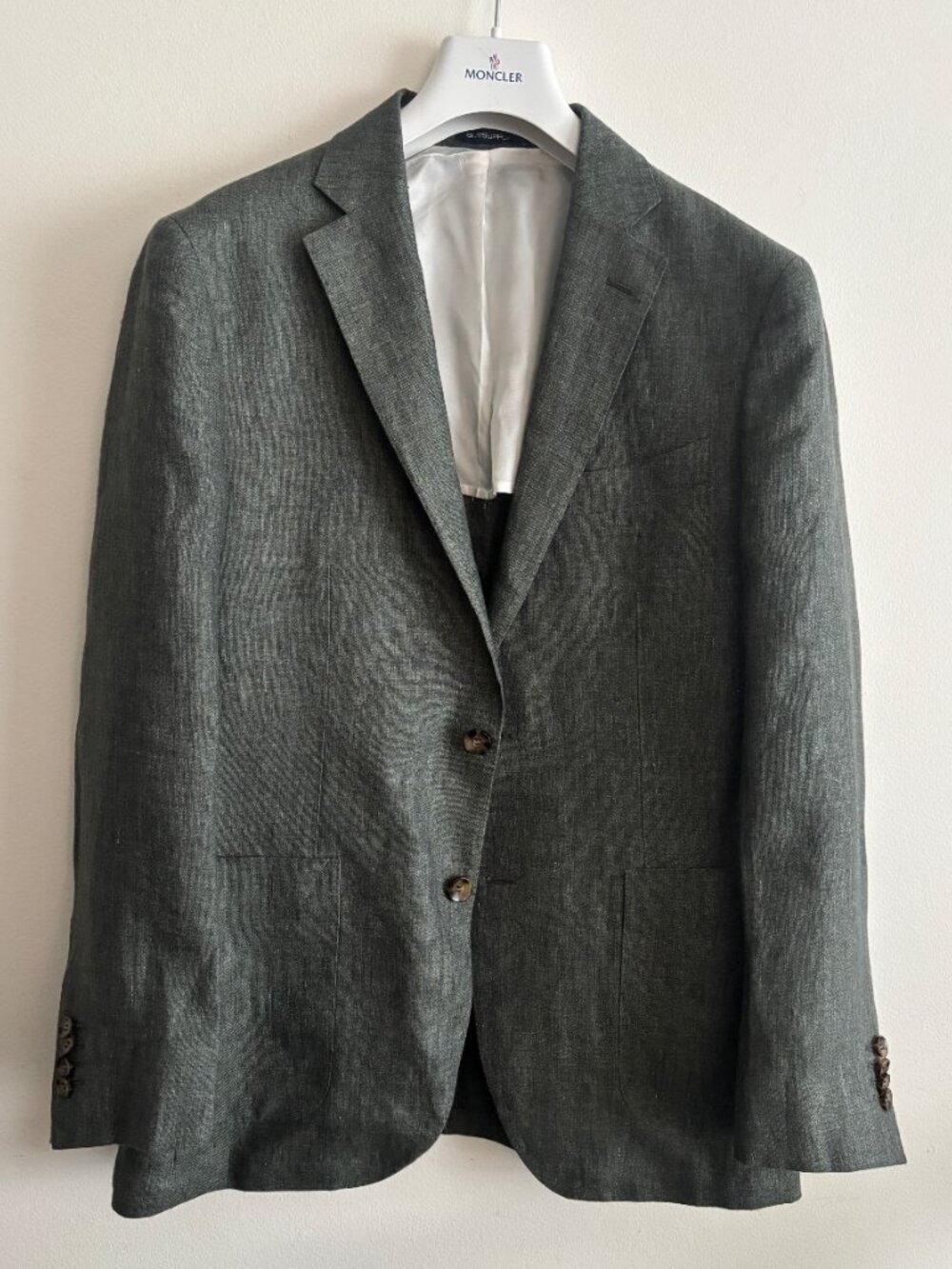$800 BNWT Suitsupply Unstructured Olive Green Linen Sport Coat/Blazer - 40
